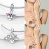 Copper Original Pink-Winged Angel Cross Green Garland Girl Pendant Charm Beads Fit Bracelet Women Diy Fine Gift Accessory