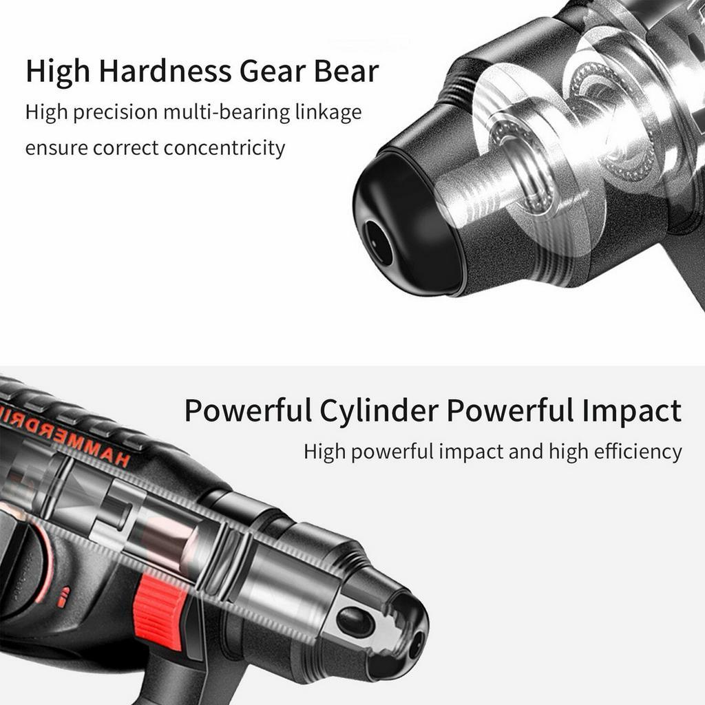 50-60Hz Brushless Electric Rotary Hammer 19800mAh Rechargeable Multifunction Electric Hammer Impact Power Drill Tool with Battery