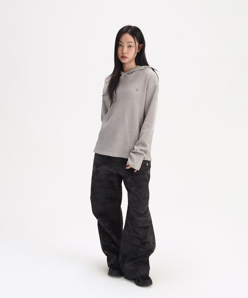 Waffle Fingerhole Hoodie_Light Gray