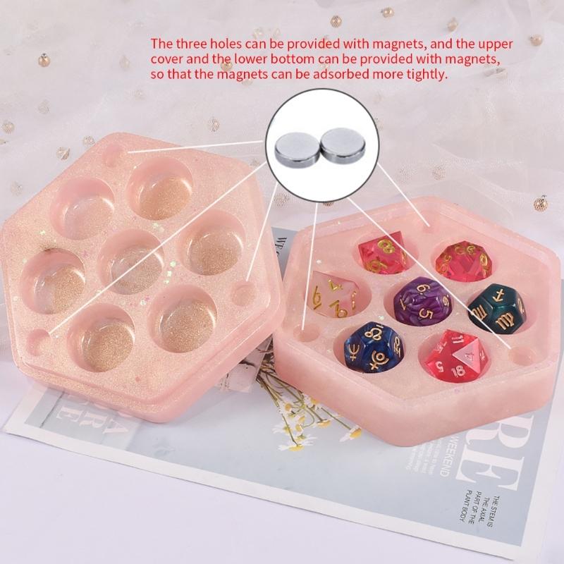 7 Shapes Dices Square Triangle Dices Mold Dices Digital Game Silicone Mould Crystal Epoxy Resin Mold with Storage Box