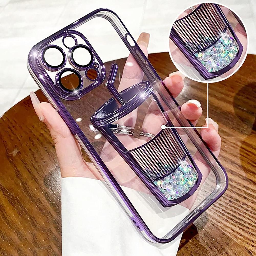 ელექტრული მობილური ტელეფონის ქეისი iPhone 13 12 11 14 15 Pro Max გამძლე მაკიაჟის სარკით