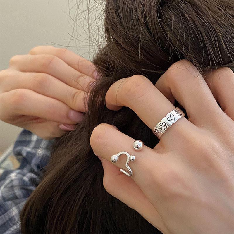 Unique Geometric Copper Ring For Women With Adjustable Design And Stylish Ins Aesthetic