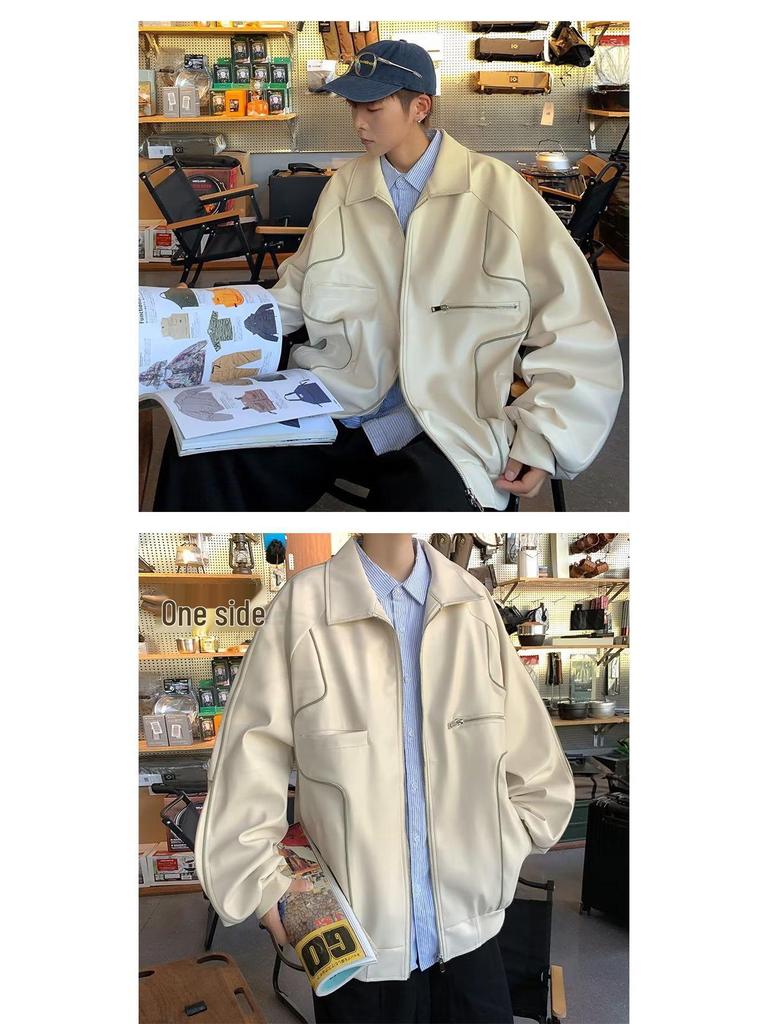 Men's Retro PU Leather Jacket - Trendy Korean Style, Street Fashion, Hip Hop Cardigan, Autumn/Winter Outerwear