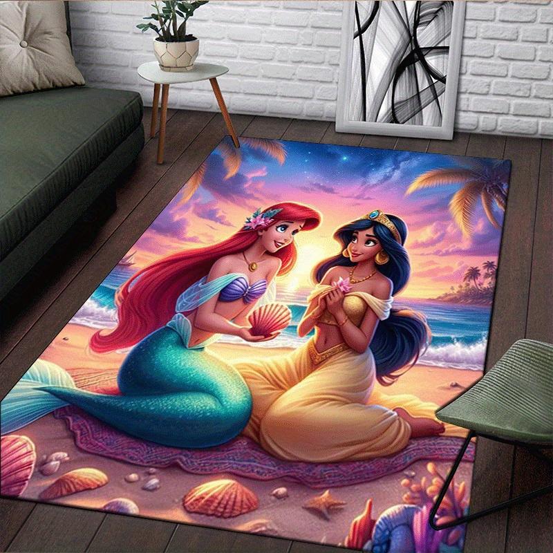 1pc Mermaid Pattern Area Rug Soft Flannel Floor Mat for Living Room,Office,Bedroom and Carpet