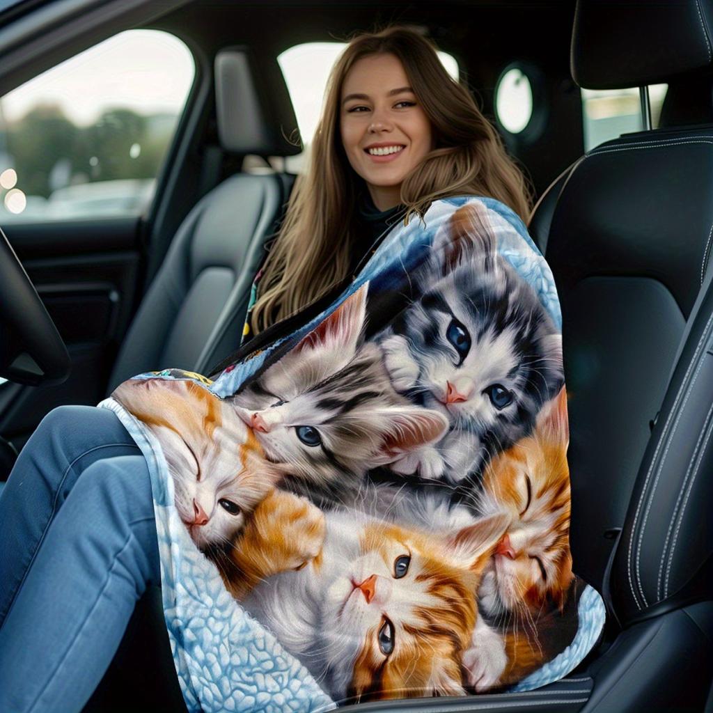 Coperta Famiglia di Gatti Personalizzata Design Pelo Gattino Carino Nome Personalizzato Coperta in Pile Stagione Singola Morbida Calda Biancheria da Letto Decorazione Casa Regalo