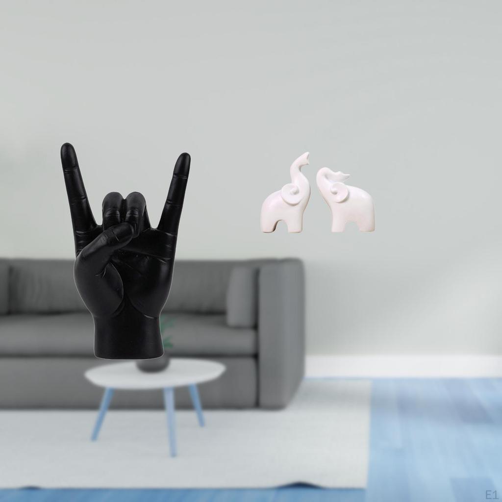 Creative Elephant Hand Gesture Sculpture Unique Animal Finger Statue Ornament for Apartment Bedroom