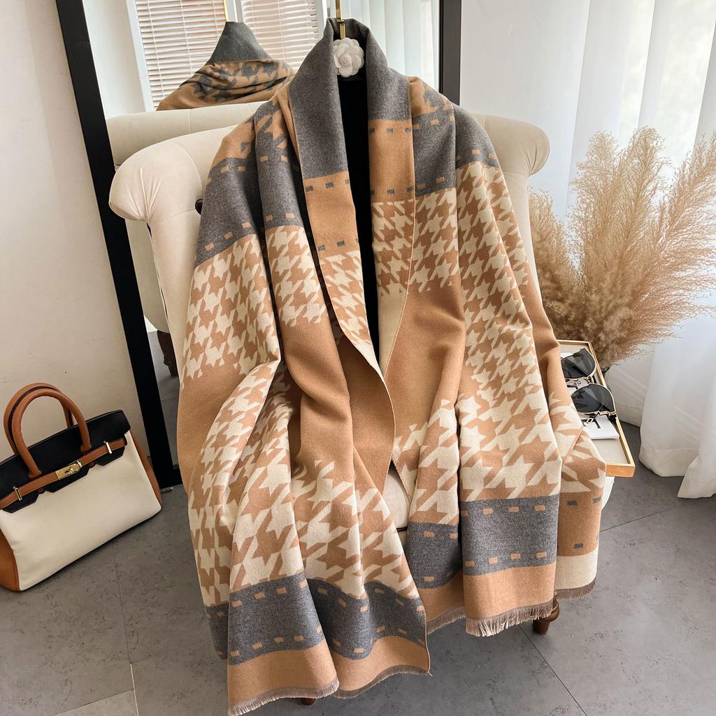 New Winter Houndstooth Scarf Women Cashmere Warm Pashmina Foulard Female Shawls Wraps Thick Soft Bufanda Poncho Scarves Hijab