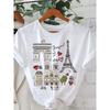 European Size Regular Short-Sleeve T-Shirt Featuring Famous Landmarks In France