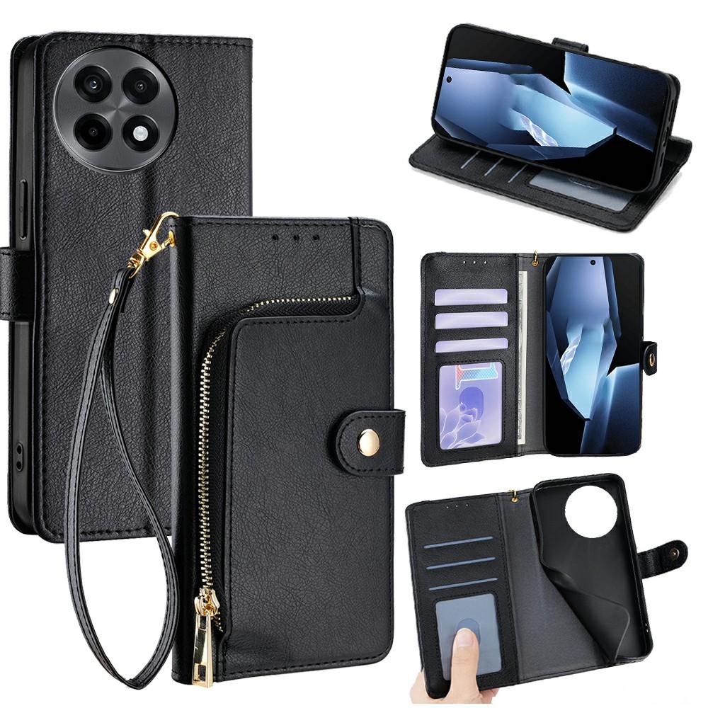 For OnePlus Ace 5 Pro 5G/Ace 5 5G Case Zipper Pocket PU Leather Wallet Flip Phone Cover