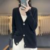 24 Autumn and Winter New Models with Pockets Cardigan Jacket Women's Loose Bottoming Knitted Sweater Single-breasted V-neck Sweater