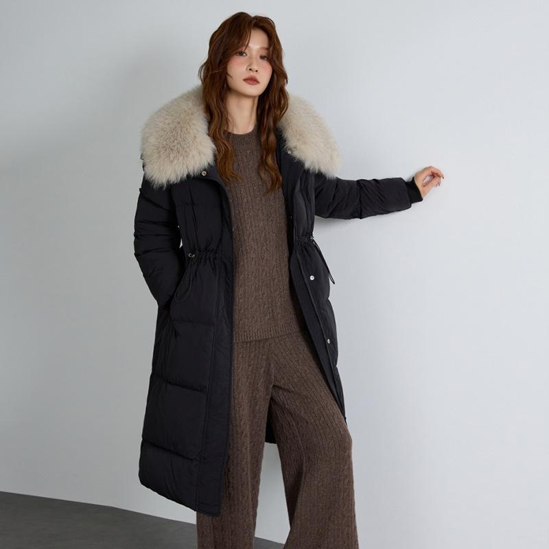

Fox big fur collar down jacket women s long 2025 winter thickened waist and thin light luxury knee jacket tide M