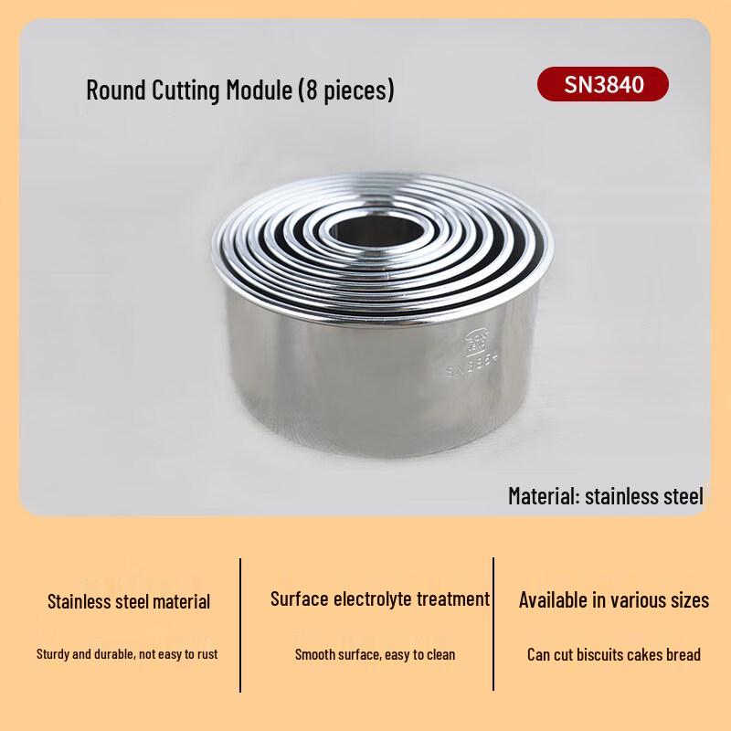 Sanneng SN3840 Round Pastry Cutter Set, 8 Pcs