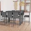 VidaXL 9-Piece Garden Bar Set with Cushions Patio Bistro Table and Stools Outdoor 3064803
