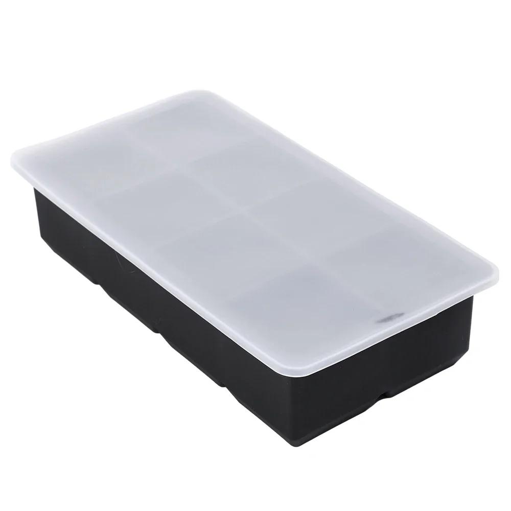 4/6/8Grids Silicone Ice Cube Molds with Lid Square Chocolate Mold Whiskey Cocktail Drinks DIY Ice Block Maker Bar Kitchen Tools