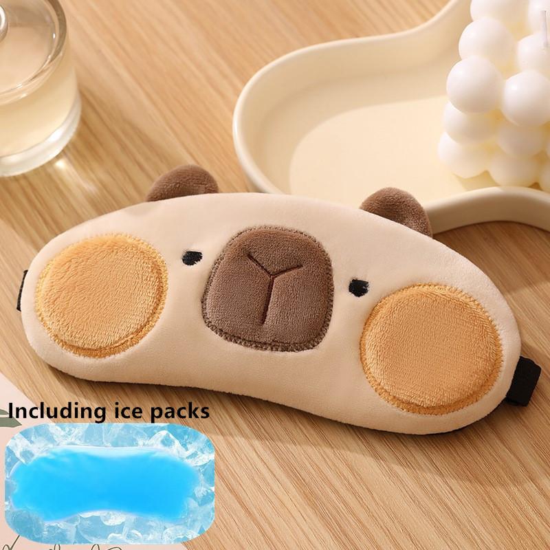 Compressa Fredda Kapybara Capibara Maschera per Dormire Traspirante Raffreddatore Gel Freddo Peluche Maschera per Occhi Comfort Riutilizzabile Viaggio Sonno