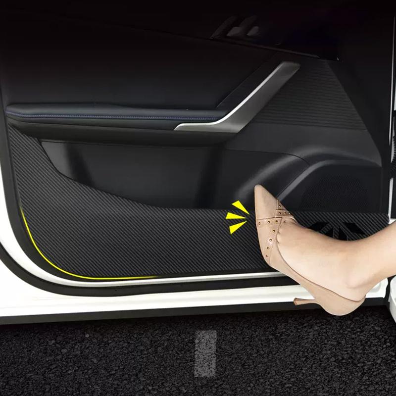 For MG 4 MG4 EV Mulan 2024 Carbon fiber patterned leather door anti kick protection pad