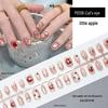 P0136# Apple Cat Eye Nail Art: 30-piece Manicure Set with Polka Dots, Bow, Crystal Diamond Styles (XS/S/M).