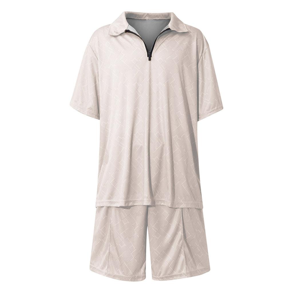 Męskie krótkie zestawy Stroje 2-częściowy letni dres z krótkim rękawem i zestawem spodenek Casualowy strój sportowy