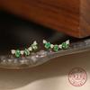 925 Sterling Silver Emerald Zircon Earring Gold Plated Vintage Style Ear Stud, Elegant Statement Jewelry for Women