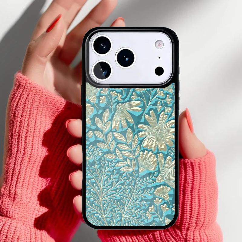 Flower Relief Phone Case for iPhone 17 16 15 14 13 Pro Max Back Cover for 12 11 Pro Coque