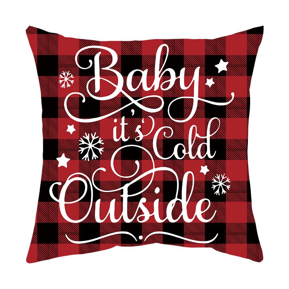 

Новая красная и черная клетчатая рождественская наволочка с принтом, домашняя поясничная поддержка, офисная подушка, наволочка 45 * 45cm (collection priority delivery)