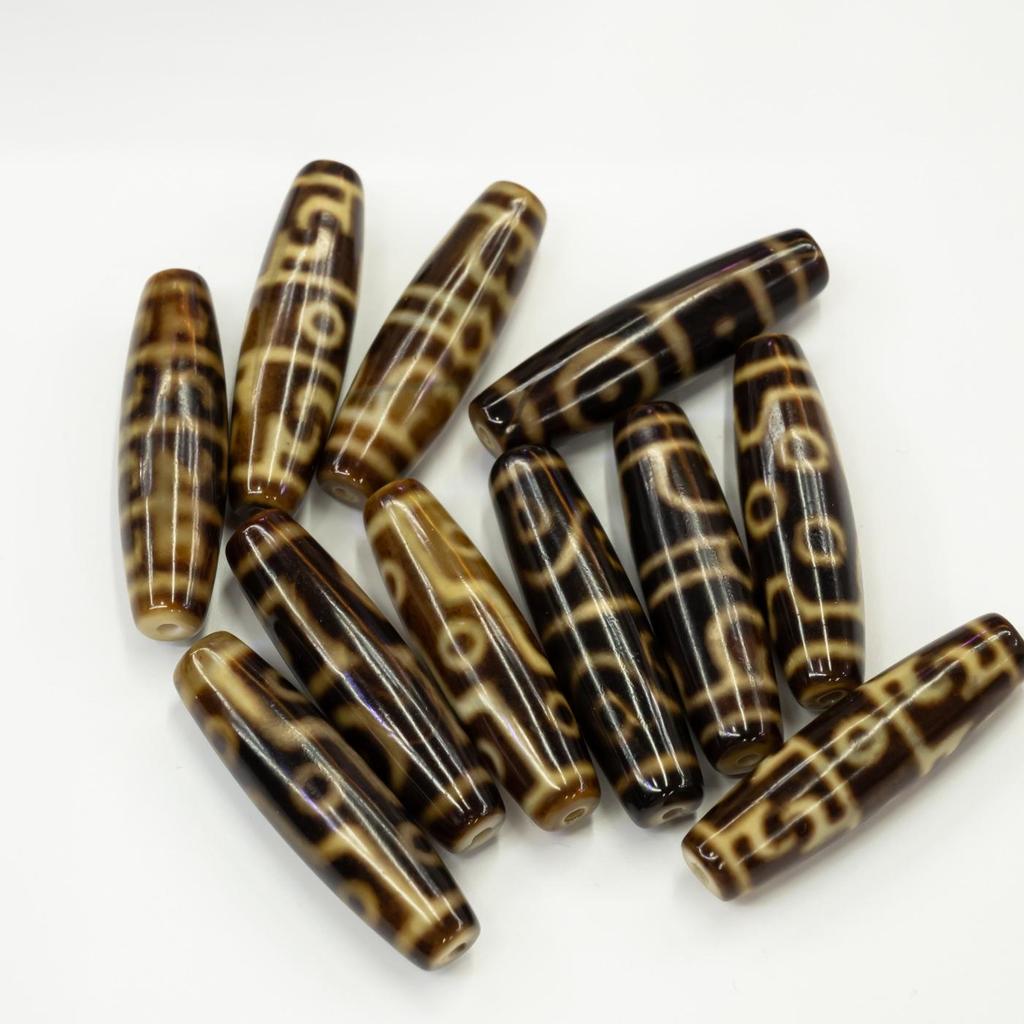 Taiwanese Black Gold Three-Eyed Dzi Agate Beads for DIY Wenwan Bracelets and Necklaces