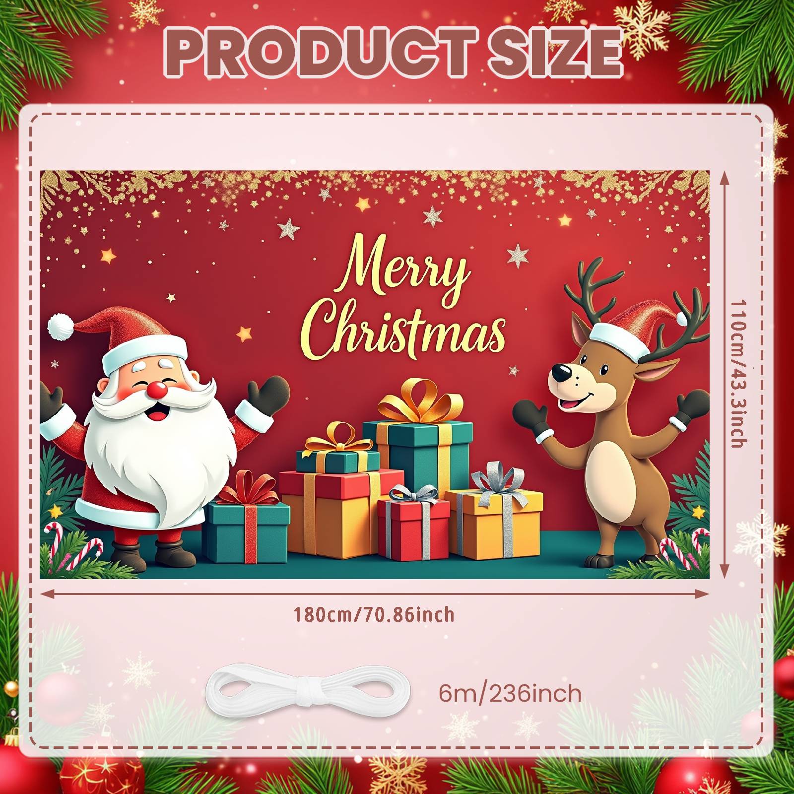 Santa Claus Banner Sparkling Stars Christmas Party Banner Xmas Decoration Banner Santa Claus Pattern For Festive Party Holiday