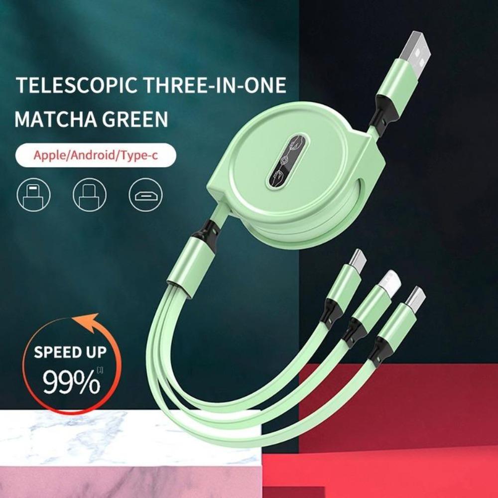 3 In 1 Charging Cable Retractable USB Charge 2.4A Fast Charging For XiaoMi HuaWei Samsung Portable Charging Cable Micro Type-C