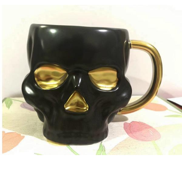 1PC 580ML 600ML Porcelain White Black Skull Coffee Cup Beer Mug Drinkware For Juice Milk Ceramic Soup Bowls Halloween Gift