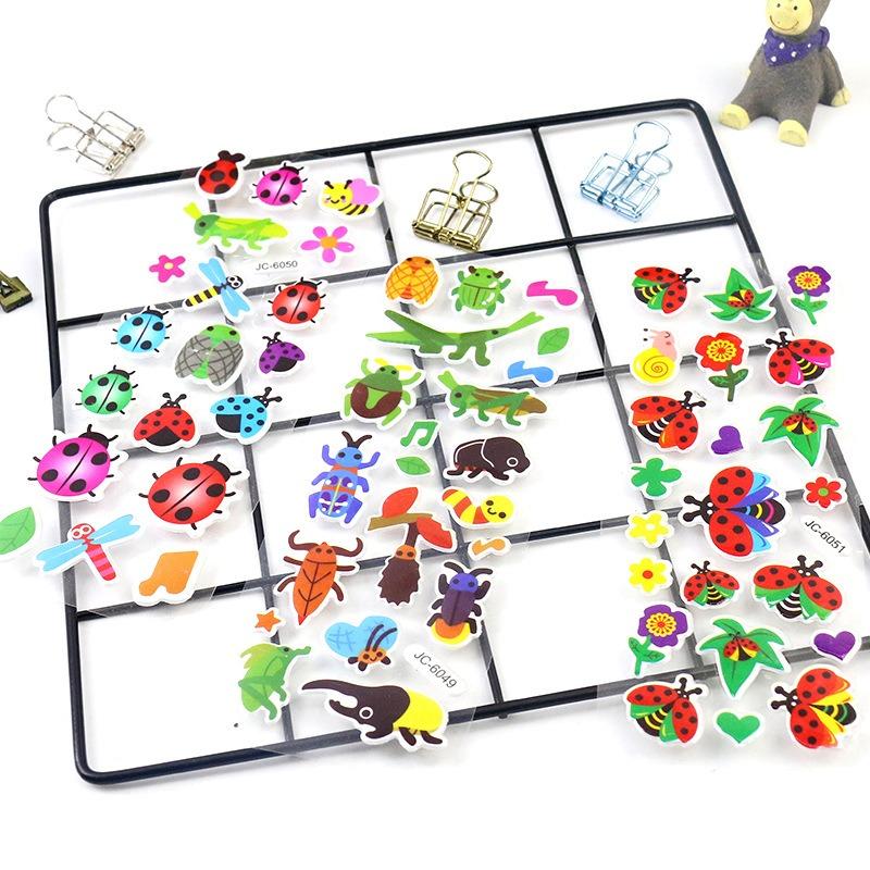 6 Sheets Puffy Stickers Cartoon 3D Bubble PVC Sticker Cartoon Animal  Insect Dinosaur Butterfly Flower Scrapbook Decorations ZYF