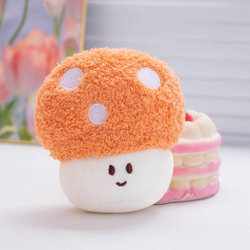 10CM Cute Small Mushroom Plush Toy Creative Stuffed Pendant Doll Colour Mushroom Keychain For Kids Girls Holiday Gifts Bag Decor