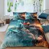 Robot Duvet Cover Set Boys Girls Watercolor Robot Quilt Cover Modern Cartoon Super Robot Pattern Bedding Set Comforter Cover Set