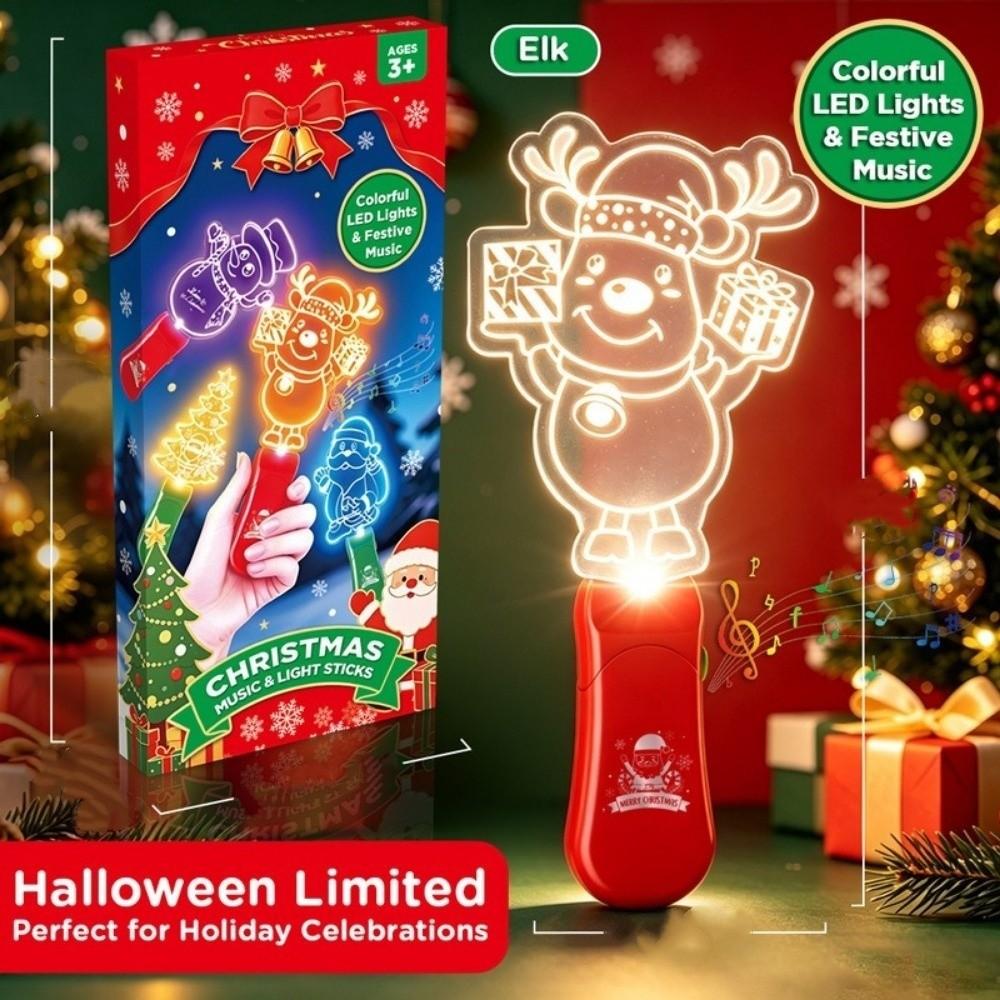 Halloween Lamp LED Glow Sticks with Sound Santa Claus Mini Handheld Night Lights Christmas Party