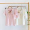 Summer New Women's Pajama Set 100% Cotton Crepe Sweet Short Sleeve Shorts Two Piece Set Casual Home Ladies