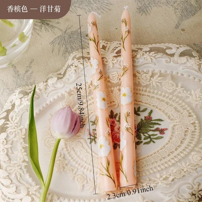 Printed Long Pole Candles European Romantic Candles Dinner Wedding Holiday Family Cross Border Smoke Free Candle Home Decorative