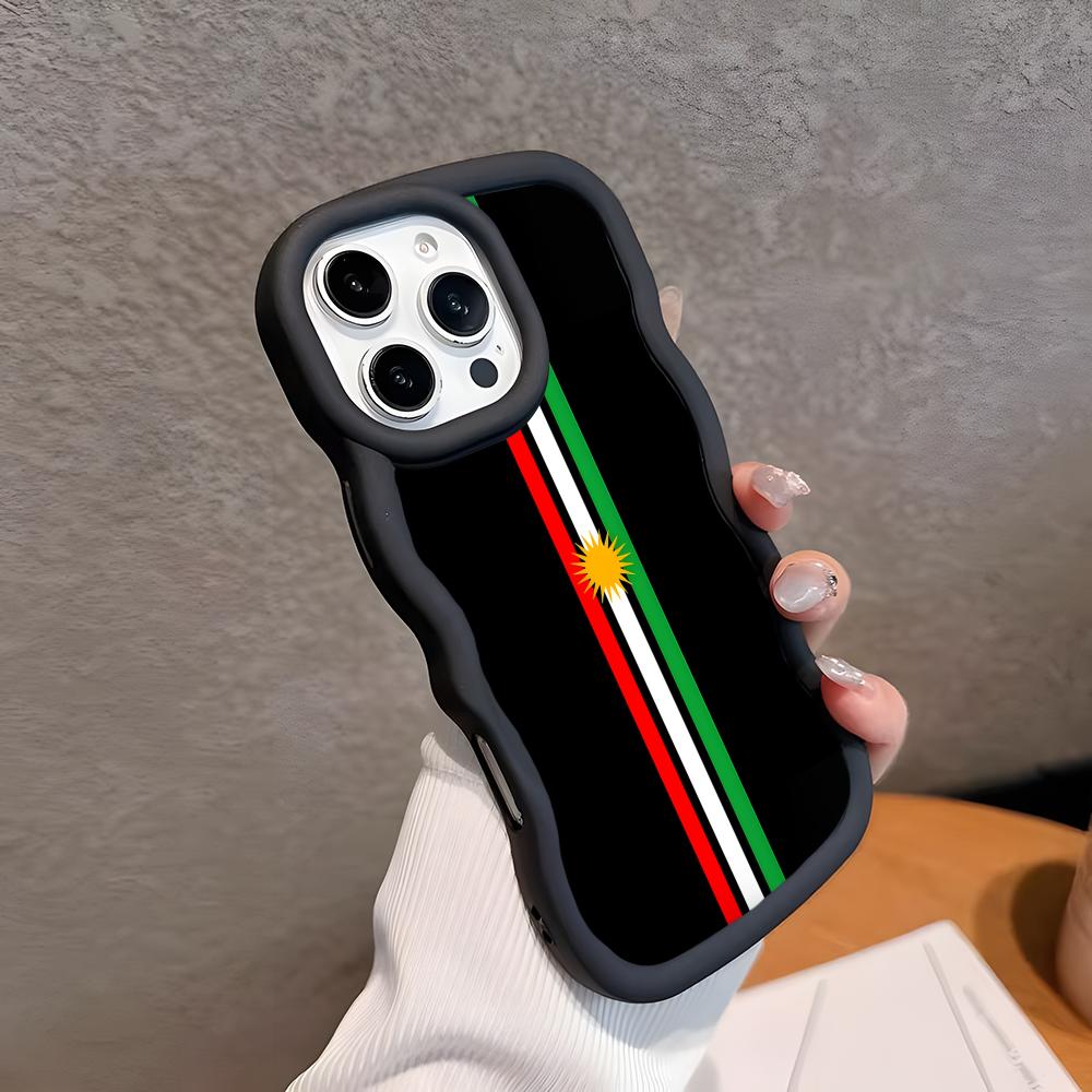Kurdistan Flag Wavy Edge TPU Mobile Phone Case for iPhone 17 16 15 14 13 12 11 Air Pro Max Plus Colorful Cover