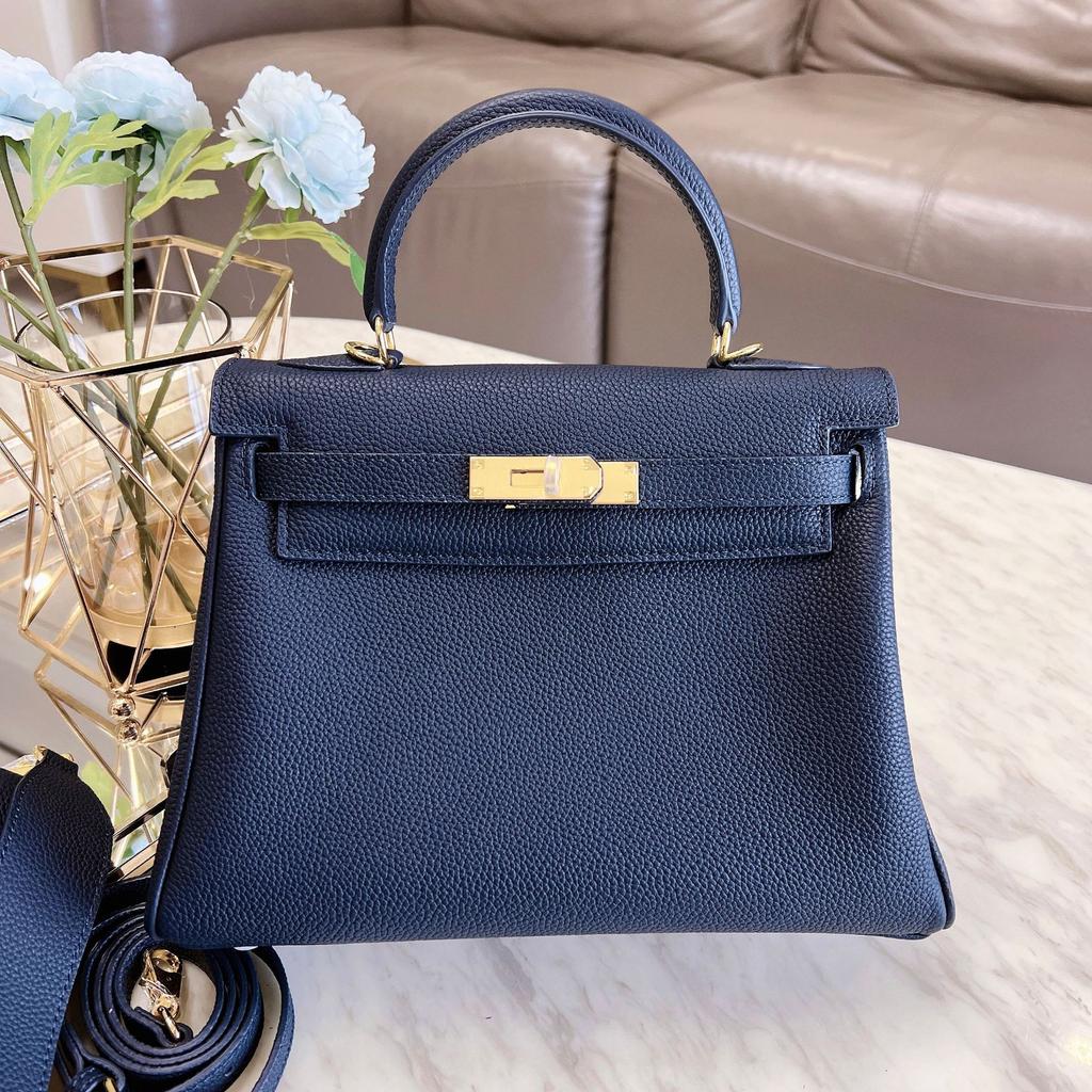 New Style Real Leather Warm Bag High-end Texture Togo Top Layer Cowhide Wide Strap With Single Strap Decoration Women's Bag Handbag