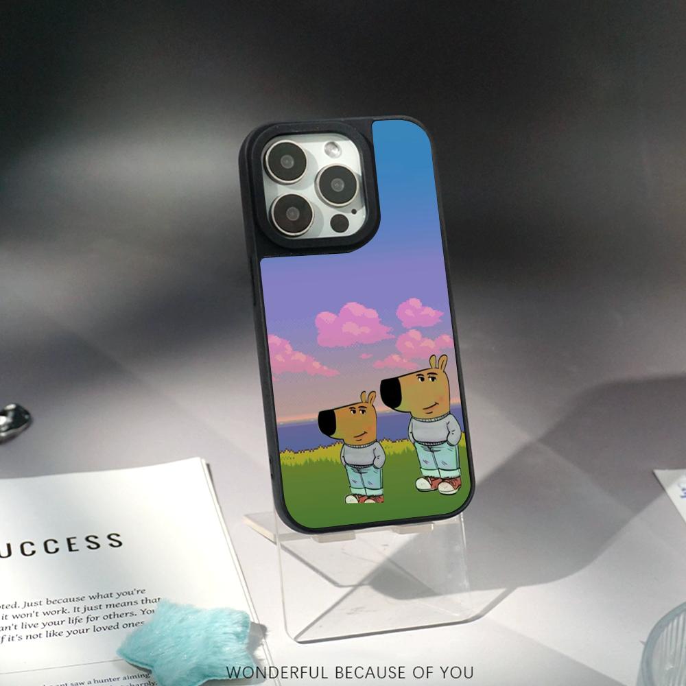 

Chill guy dog fashion hip-hop pattern Phone Case for iPhone 17 16 15 14 13 12 Pro Max Sheepskin Carbon fiber protective case iPhone 15 Plus