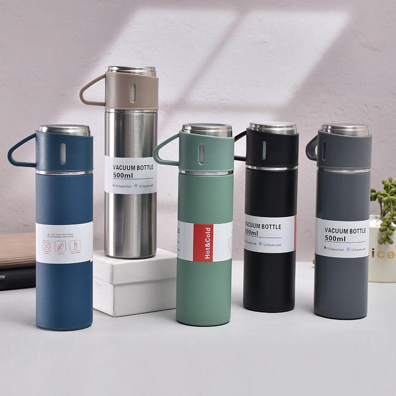 304 Stainless Steel Thermos Cup, One Cup, Three-Lid Gift Box Set, Business Water Cup Activity Gift Print