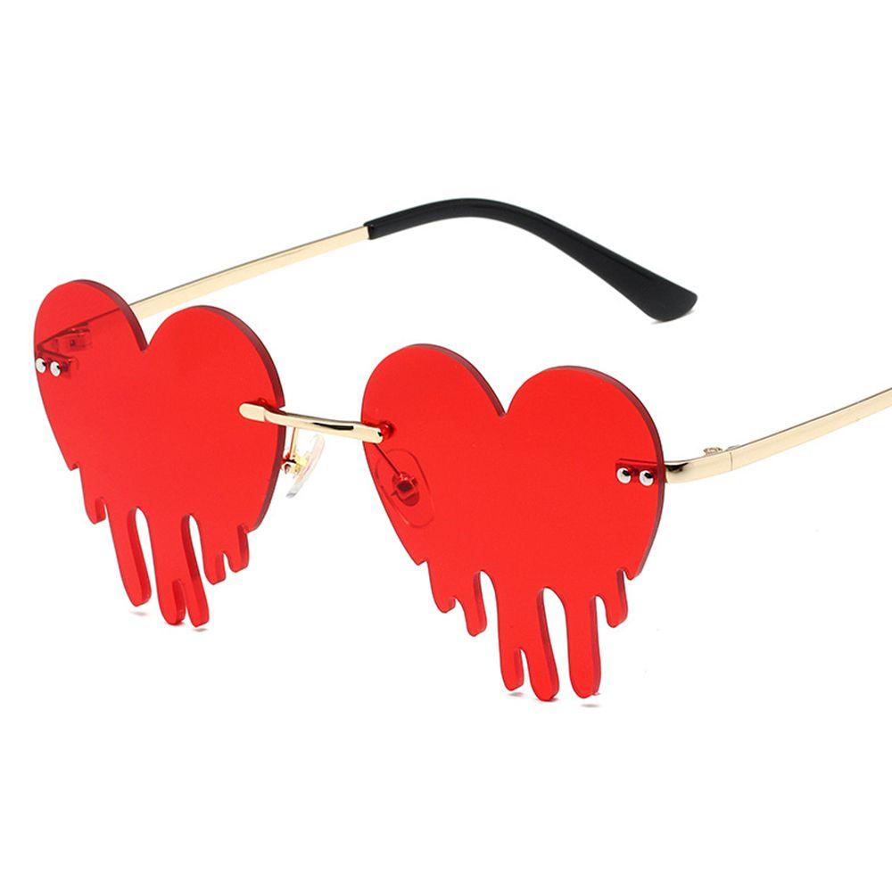 Colorful Ocean Creative Unique Luxury Heart Women Sun Glasses Rimless Sunglasses Tear Shape