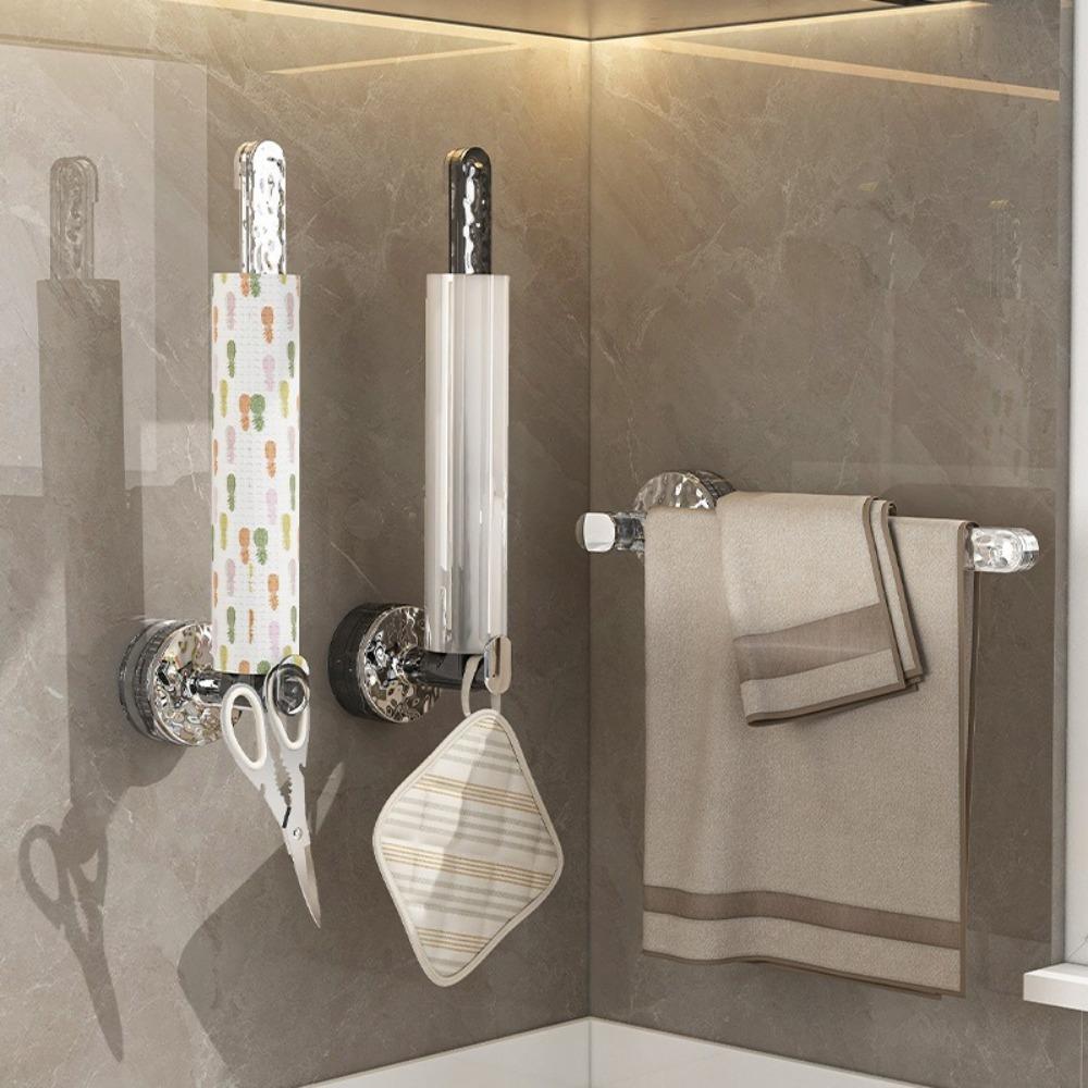 

Wall Mount Wall Hanging Hook Multifunctional Towel Storage Rack New Suction Towel Rack Grey S