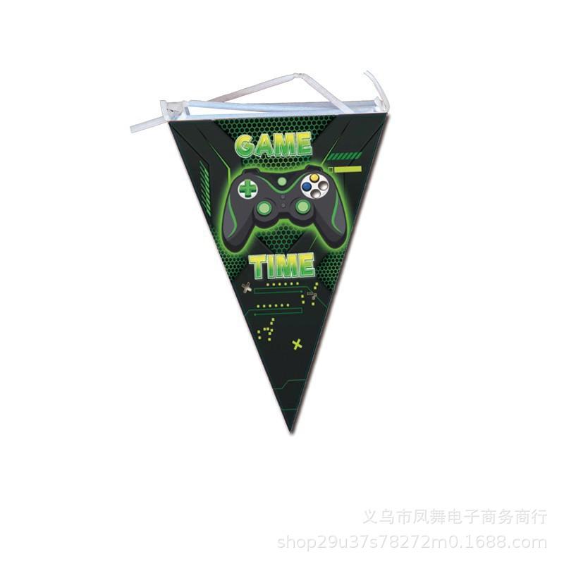 Green Gamepad Theme Game Style Birthday Party Supplies Disposable Paper Plate Tablecloth Tableware Arrangement