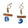 Chinese Wood Beads Earring Drop Ethnic Style Vintage Eardrop Ear Clip Tie-Dye Earrings  Travel