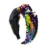 Knotted Headband for Women Fashion Sequined Hairhoop High Skull Turban Hairband Vintage Glittering Hairhoop Daily Use