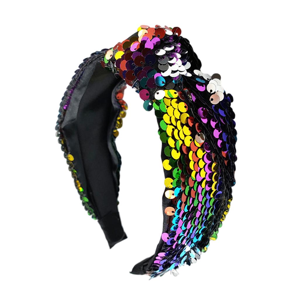 Knotted Headband for Women Fashion Sequined Hairhoop High Skull Turban Hairband Vintage Glittering Hairhoop Daily Use