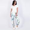 Damen Casual Jogginghose mit Blumendruck, elastischem Kordelzugbund und schmal zulaufendem Bein