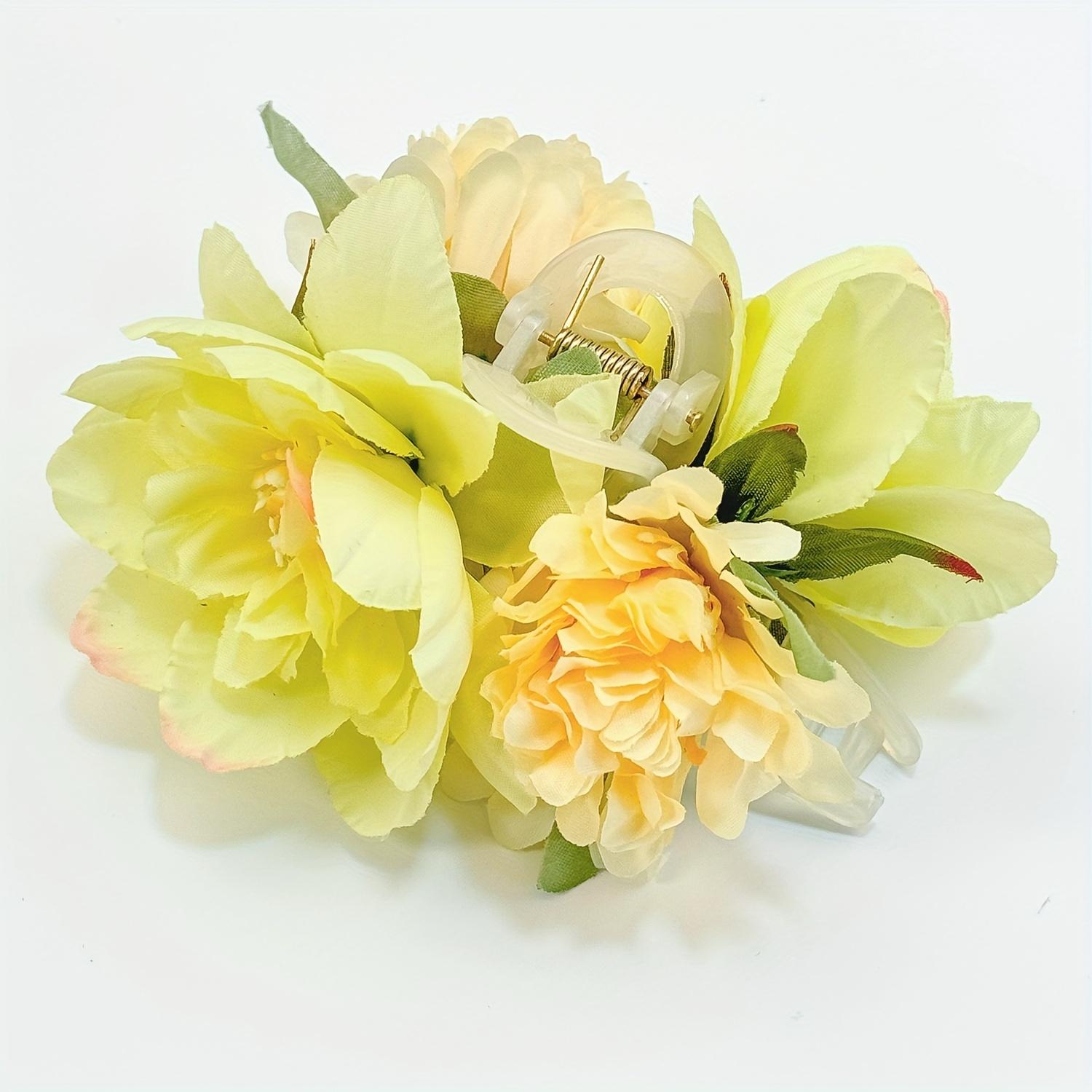 

Vintage Elegant Floral Hair Claw Clips, Assorted Spring Faux Flower Shark Clips, Bridal Hair Accessories For Buns And Ponytails жёлтый