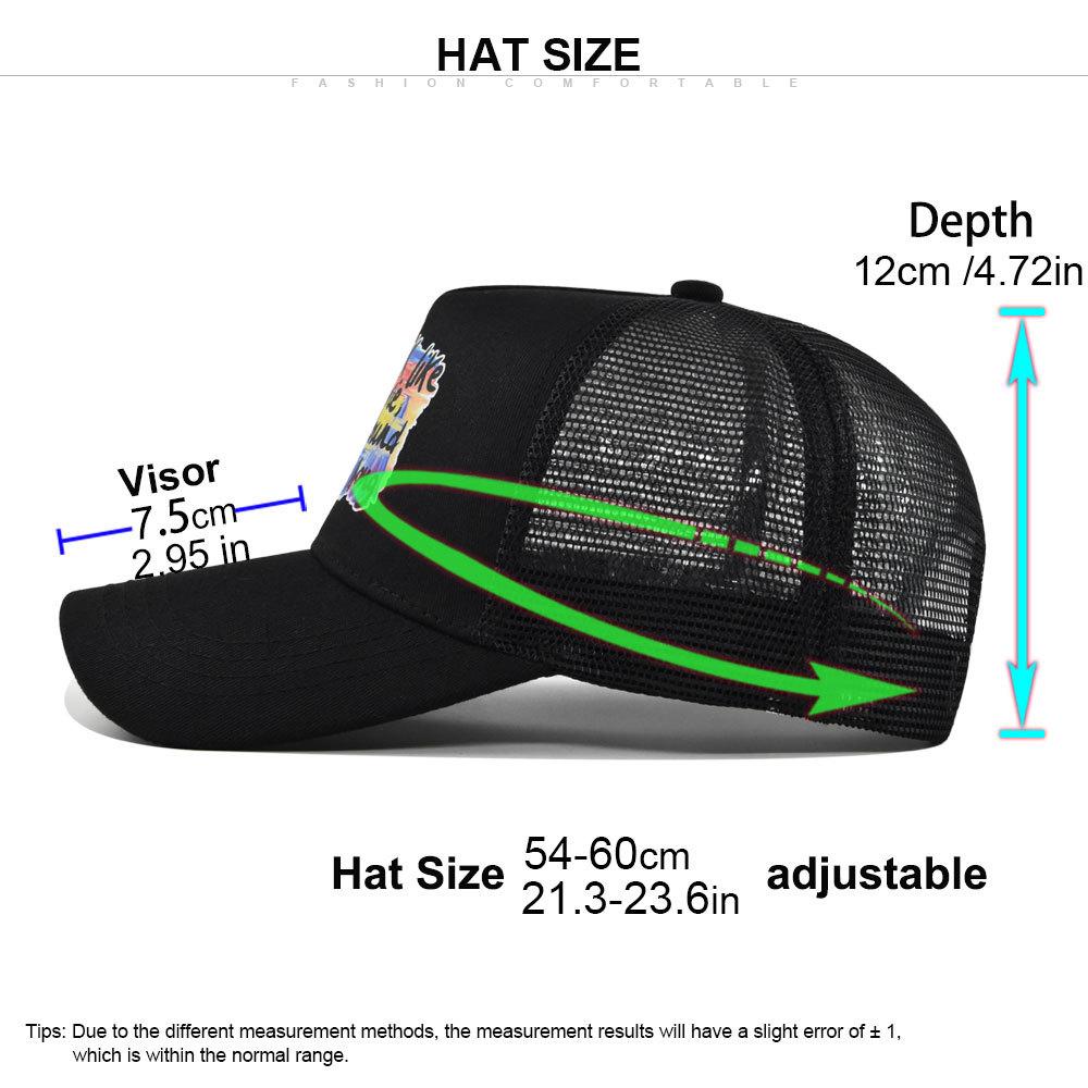 Summertime Printed Cap Letter Mesh Breathable Hat Women Men Baseball Cap Sunshade Outdoor Sports Cycling Travel Sun Hat Dad Hat