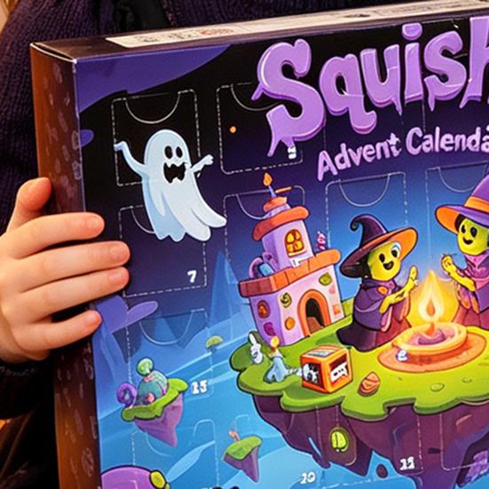Halloween Advent Calendar 2026 Halloween Squeeze Toys 24-Day Countdown Box for Kids Trick