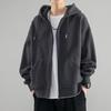 Pulover cu glugă din fleece pentru bărbați, drept din fabrică, Colecția Toamnă-Iarnă 2026, Croială largă, Brand trendy, Culoare solidă, Jachetă pentru băieți